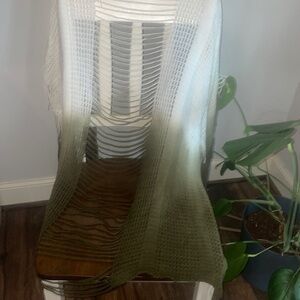 Green and white cardigan